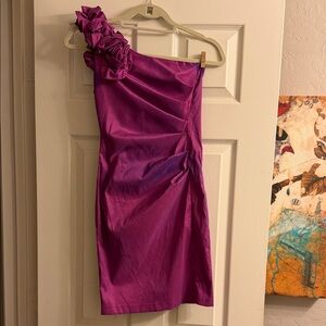 Adrianna Papell Purple One-Shoulder Dress